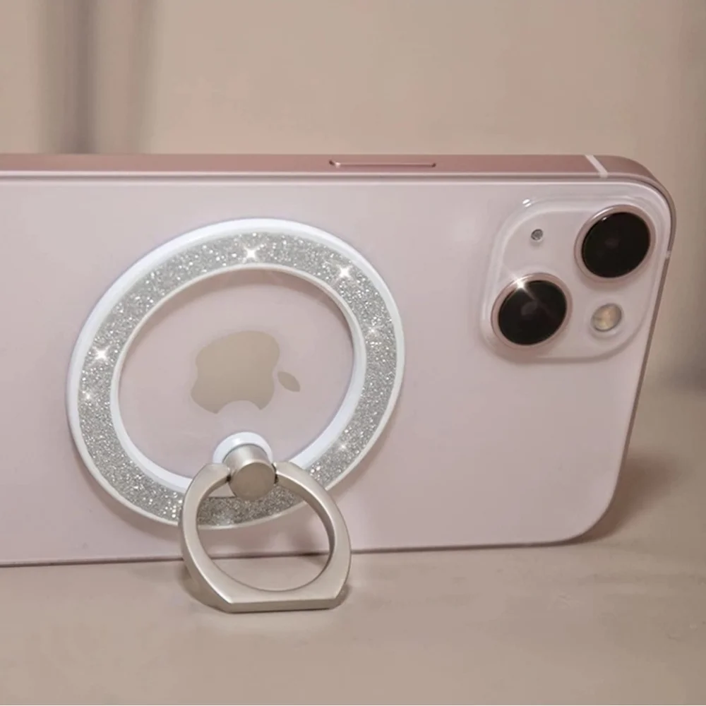 MagSafe Phone grip Holder Kickstand Phone Grip Finger Ring Grip White Glitter